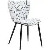 Prestige Dining Chair in White & Black Shearling Style Fabric & Black Steel (Set of 2)