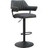 Erret Bar Stool in Gray Leatherette & Black Steel