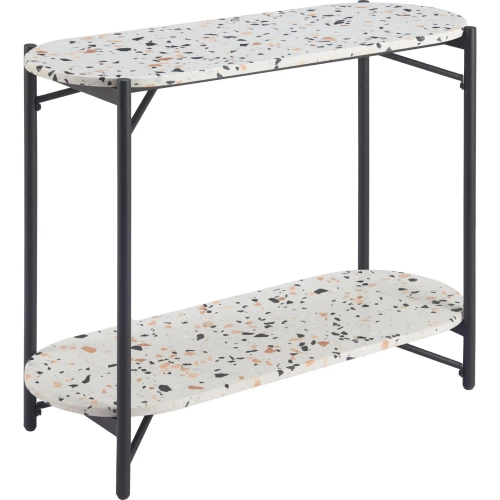 Tuxedo Console Table in Multicolor Faux Terrazzo Stone & Sandblasted Steel