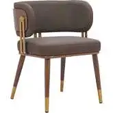 Brew Dining Chair Brown Leatherette, Walnut Faux Wood & Gold (Set of 2)