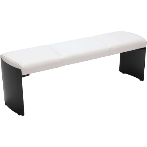 Mur Bench in White Leatherette & Black Steel
