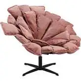 Kipas Swivel Accent Chair in Pink Velvet & Black Metal
