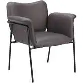 Heritage Accent Chair in Brown Leatherette & Black Metal