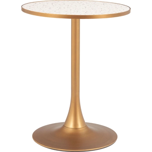 Bite Bistro Table in Beige Faux Terrazzo & Gold Steel