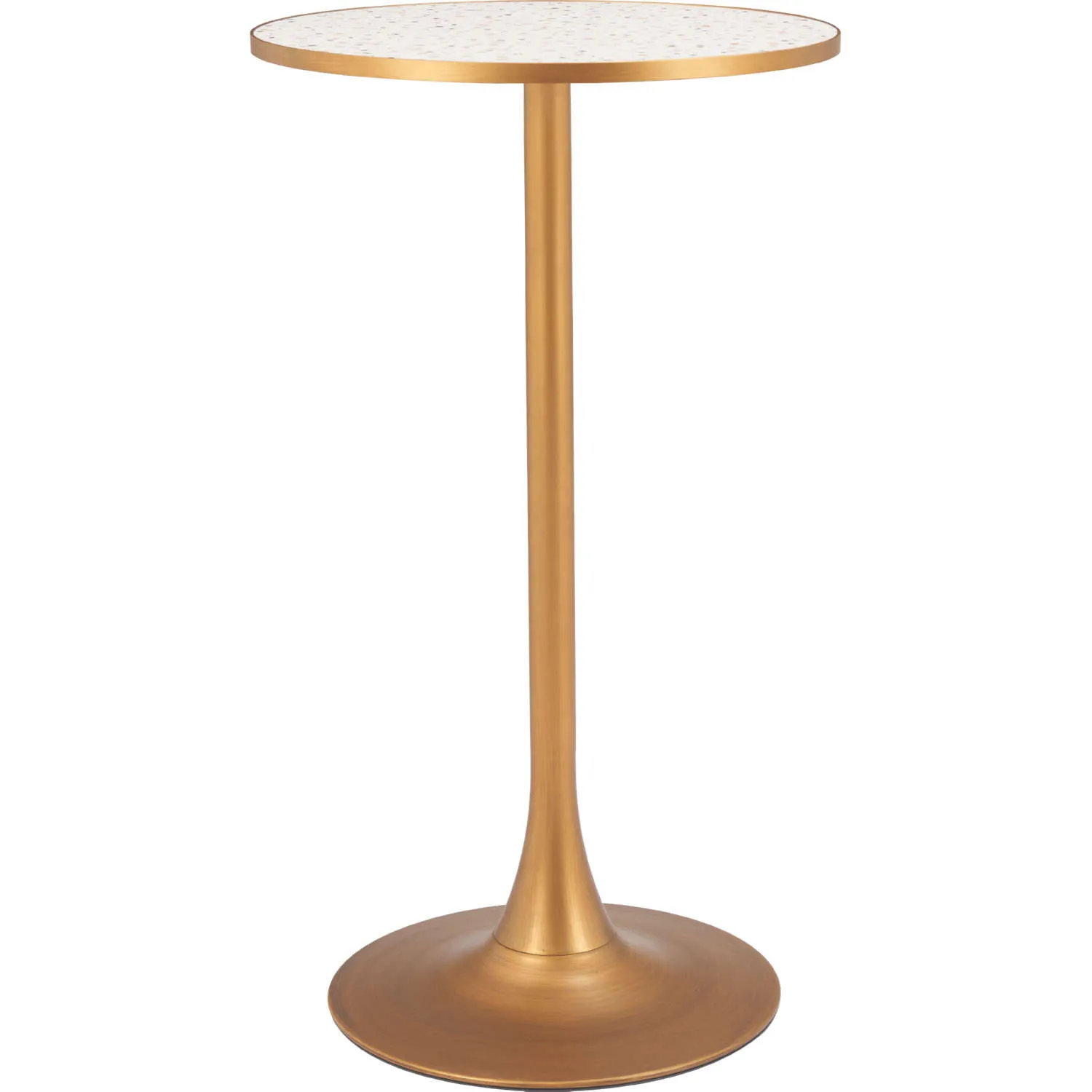 Zuo 110402 Bite Bar Table in Beige Faux Terrazzo & Gold Steel
