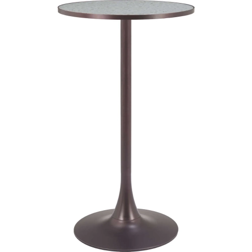 Bite Bar Table in Gray Faux Terrazzo & Bronze Steel