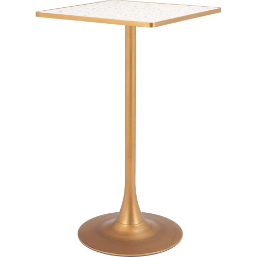 Spot Bar Table in Beige Faux Terrazzo & Gold Steel