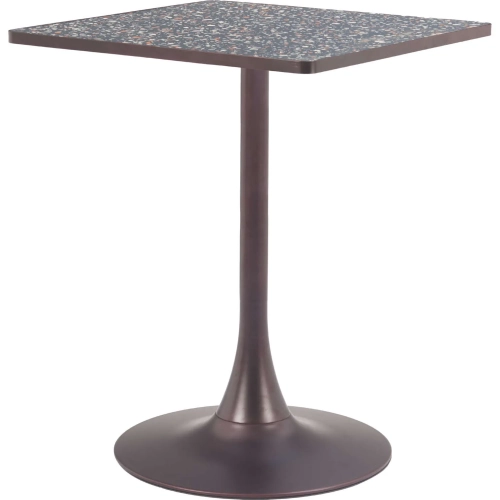 Spot Bistro Table in Black Faux Terrazzo & Bronze Steel