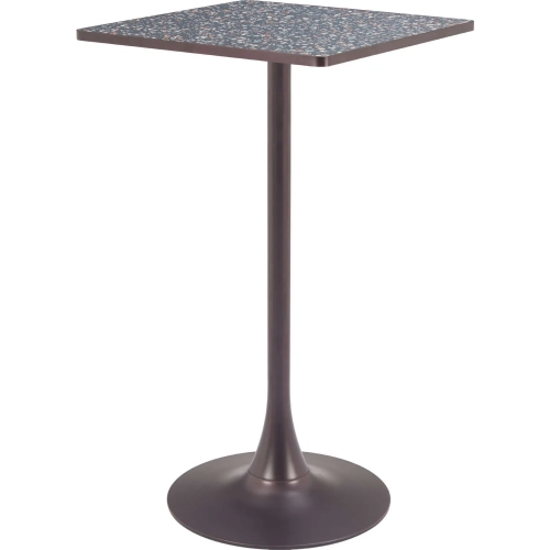 Spot Bar Table in Black Faux Terrazzo & Bronze Steel