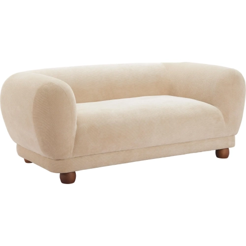 Boet Loveseat in Taupe Corduroy Fabric & Walnut Finish Wood
