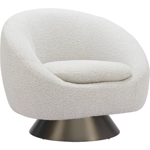 Modan Swivel Accent Chair in Textured Misty Gray Fabric & Bronze