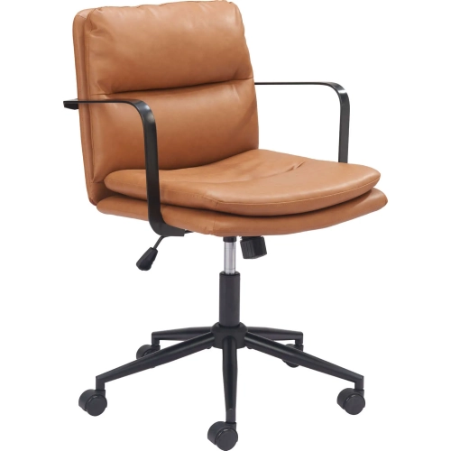 Birao Office Chair Brown Leatherette & Black Steel