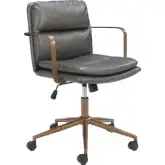 Birao Office Chair Gray Leatherette & Bronze Steel