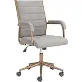 Auction Office Chair in Gray Leatherette & Bronze Steel