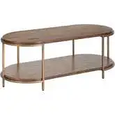 Niju Coffee Table in Brown Fir Wood & Brass