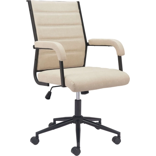 Auction Office Chair in Beige Leatherette & Black Steel