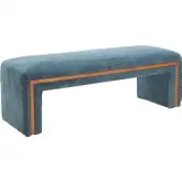 Scatola Bench in Blue Shearling Style Fabric & Wood