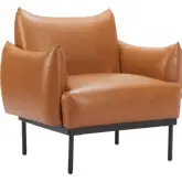 Sekil Accent Chair in Brown Leatherette & Black Steel
