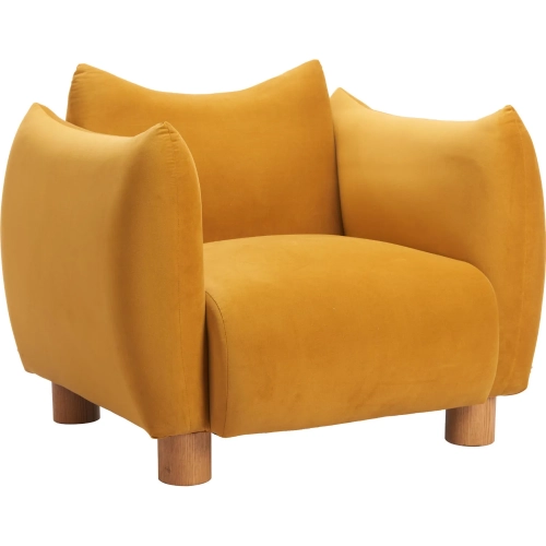 Meia Accent Chair in Mustard Yellow Velvet & Wood