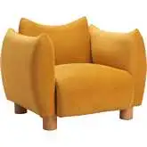 Meia Accent Chair in Mustard Yellow Velvet & Wood