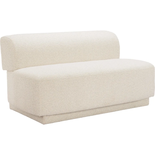 Anese Loveseat in Multigrain Beige Shearling Style Fabric