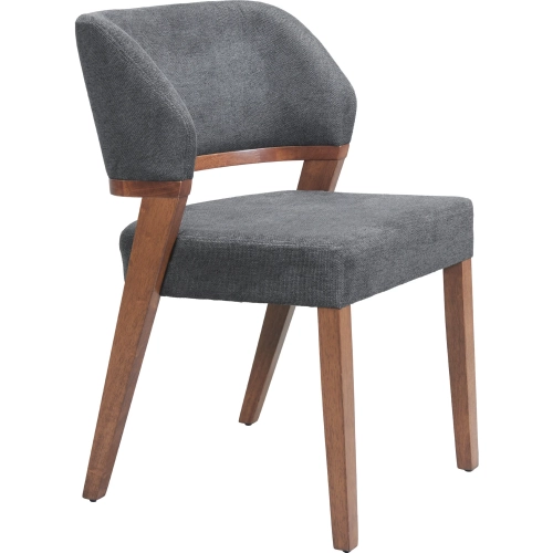Sunobu Dining Chair in Azure Gray Performance Fabric & Walnut Finish (Set of 2)