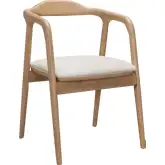 Hosoi Dining Chair in Beige Performance Fabric & Natural Wood