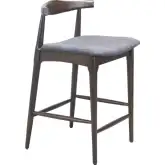 Tuzka Counter Stool in Gray Performance Fabric & Espresso (Set of 2)