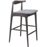 Tuzka Bar Stool in Gray Performance Fabric & Espresso (Set of 2)