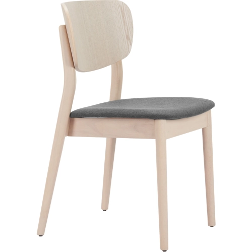 Kellua Dining Chair in Gray Fabric & White Washed Wood (Set of 2)