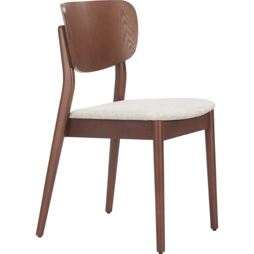 Kellua Dining Chair in Beige Fabric & Walnut Veneer (Set of 2)