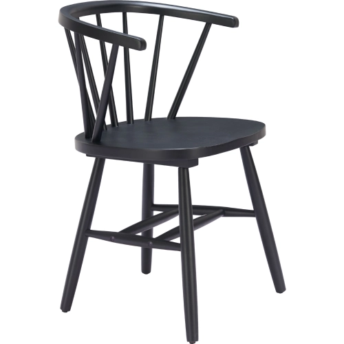 Stenger Dining Chair in Black Finish Wood (Set of 2)
