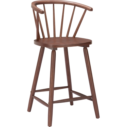 Stenger Counter Stool in Walnut Finish Wood (Set of 2)
