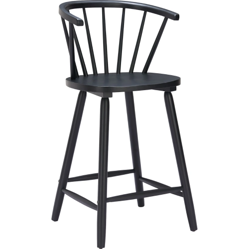 Stenger Counter Stool in Black Wood (Set of 2)