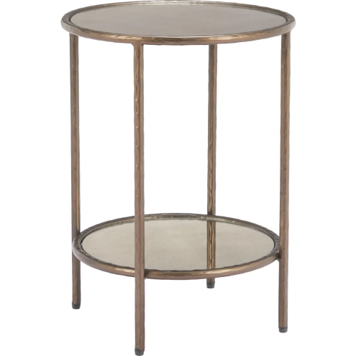 Anelli Side Table in Bronze Metal & Mirror Glass