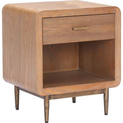 Vidaz Side Table in Brown Wood Veneer & Steel