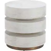 Laha Side Table in Oak White Finish Wood Veneer & Brass