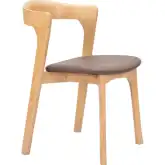 Pioro Dining Chair in Brown Vegan Leather & White Washed Wood (Set of 2)