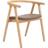 Peker Dining Chair in Brown Vegan Leather & White Washed Wood (Set of 2)