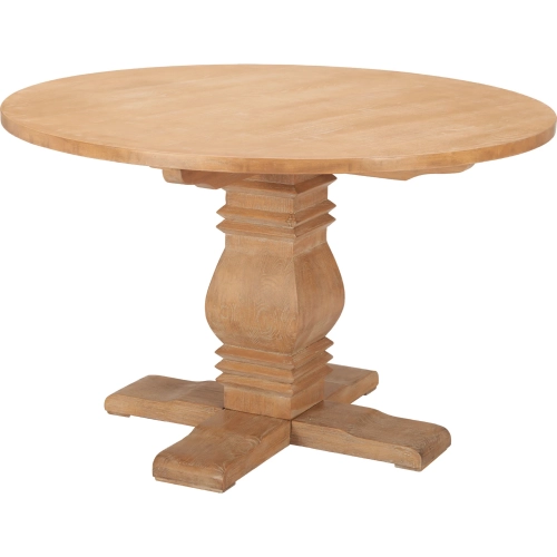 Tabi 47" Round Pedestal Dining Table in Natural Brown Solid Wood
