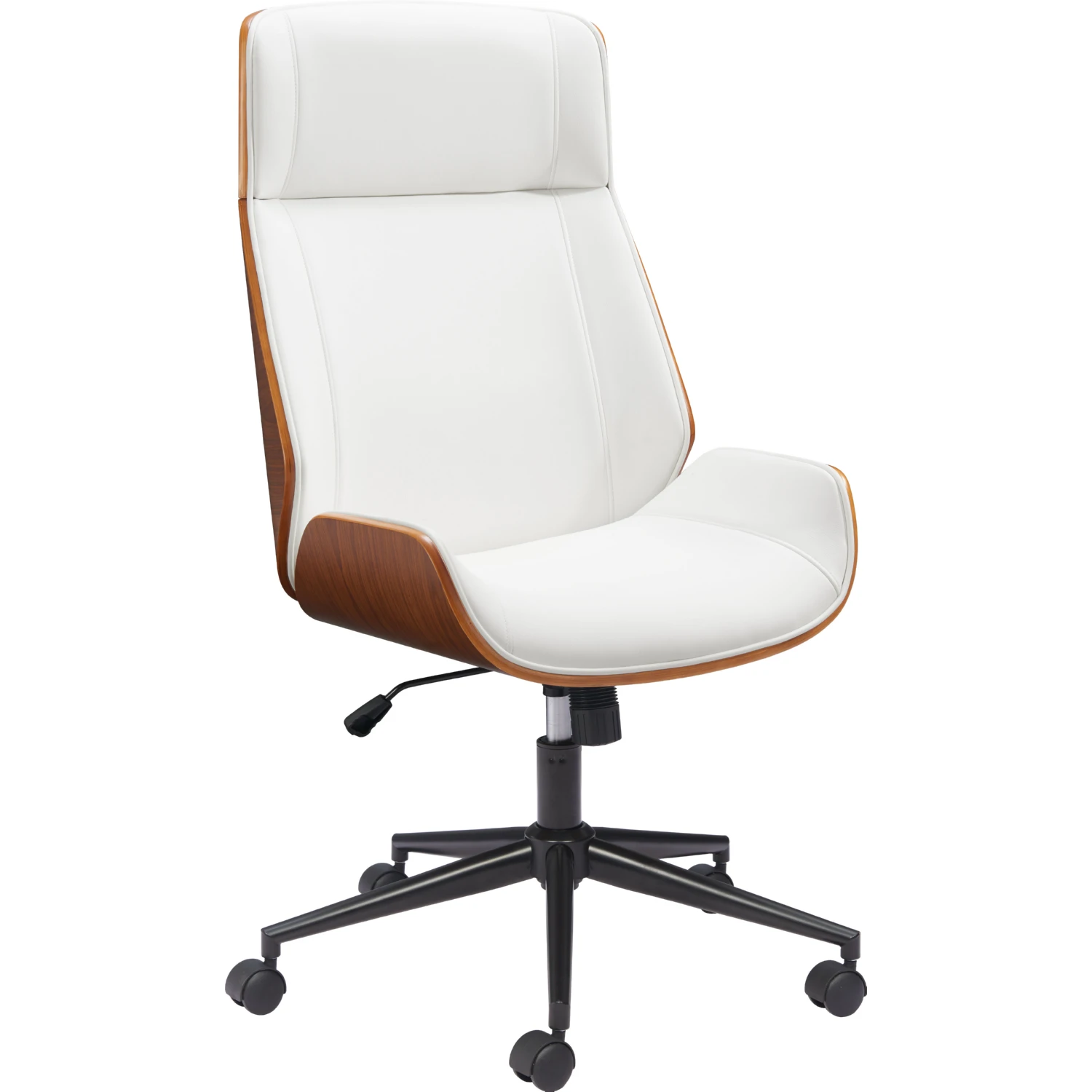 椅子 yo Zuo 110560 Flex High Back Office Chair in White Leatherette & Wood