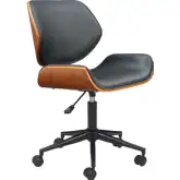 Flex Low Back Office Chair in Black Leatherette & Wood