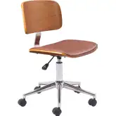 Duravel Office Chair in Brown Leatherette, Wood & Chrome