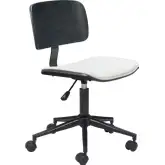 Duravel Office Chair in White Leatherette, Black Wood & Steel