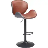 Meyane Bar Stool in Brown Leatherette, Wood & Black