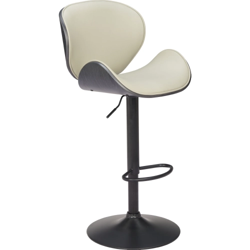 Meyane Bar Stool in Gray Leatherette, Wood & Black