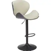Meyane Bar Stool in Gray Leatherette, Wood & Black