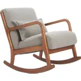 Hady Rocking Chair in Gray Shearling Style Fabric & Walnut Finish