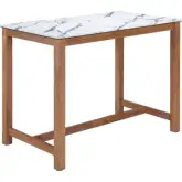 Fein Counter Table in White Faux Marble & Walnut Finish