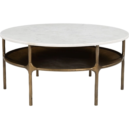 Bild Coffee Table in White Marble & Brass Iron